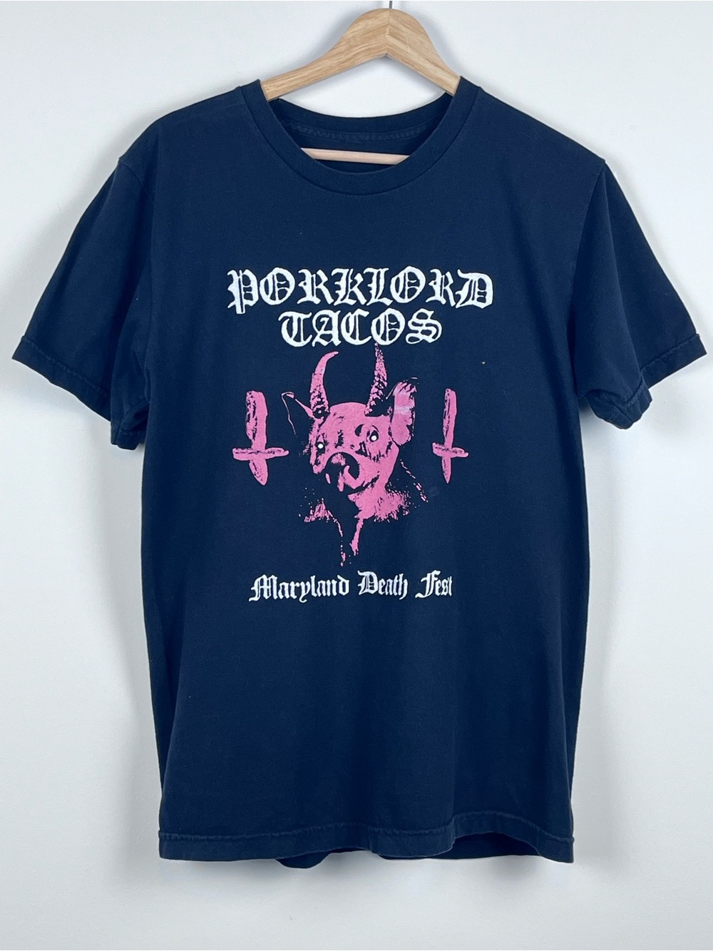 Maryland Death Fest Porklord Tacos Food Truck Graphic Print Tee Shirt; Festival